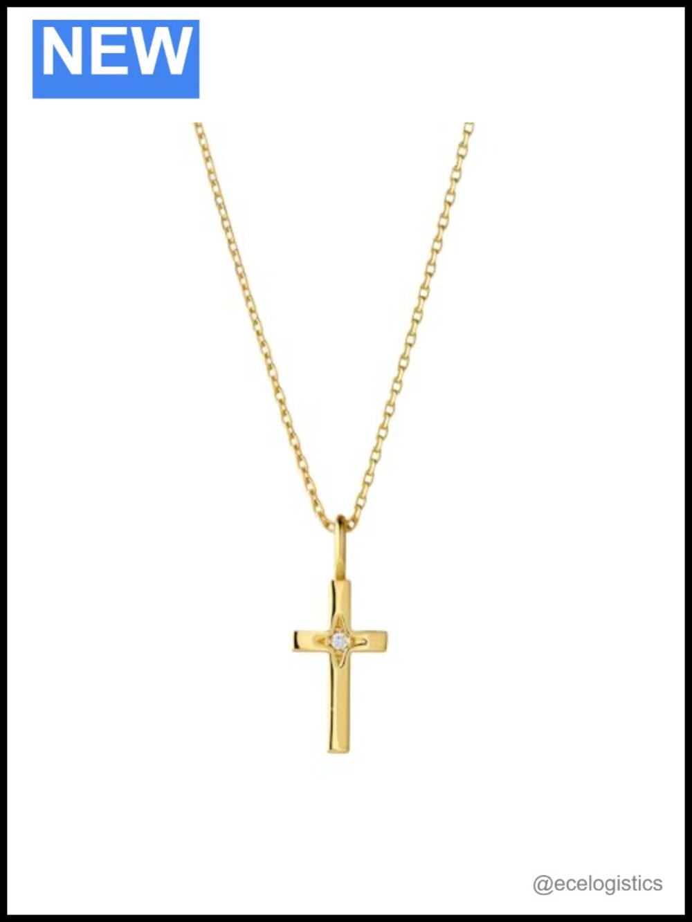 14K Gold Cross Necklace Moissanite Pendant Dainty Chain
